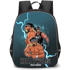 WWE Hollywood Hulk Hogan Backpack StudentPack - Hollywood Cartoon Art On Thunder Background