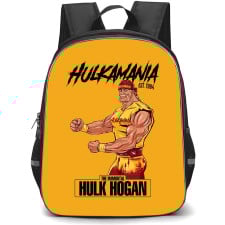 WWE Hollywood Hulk Hogan Backpack StudentPack - Hulkmania Cartoon Art On Orange Background