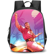 WWE Razor Ramon Backpack School Bag StudentPack - Sitting On Car Portrait Cartoon Art