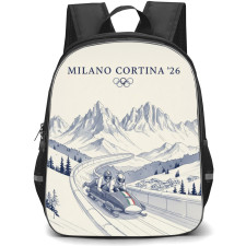 2026 Winter Olympic Milano Cortina Backpack School Bag StudentPack - Retro Bobsleigh Poster