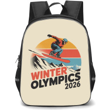 2026 Winter Olympic Milano Cortina Backpack School Bag StudentPack - Retro Logo On Beige Background