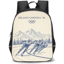 2026 Winter Olympic Milano Cortina Backpack School Bag StudentPack - Retro Speed Skating Poster