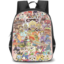 Yo-Kai Watch Backpack StudentPack - Yo-Kai Watch Characters On Pink Background Collage