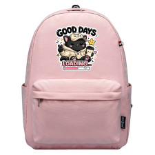 Cat Good Days Loading Text Quote Backpack School Bag - Superpack Plus Pink