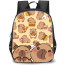 Capybara Backpack StudentPack - Capybara Eating Illustration Collage