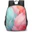 Girlish Backpack StudentPack - Girlish Pink And Aqua Full Feathers