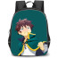 KonoSuba Kazuma Sato Backpack StudentPack - Kazuma Sato Minimalist Blue Green Background