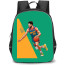 NBA Stephen Curry Backpack StudentPack - Stephen Curry Dribbling Illustration Art On Green Background