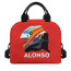 F1 Formula One Fernando Alonso Lunch Box - Fernando Alonso Helmet On Red Background