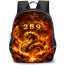 Snake Sign Primary Element Fire Lucky Number 2 8 and 9 Backpack School Bag - Studentpack Black